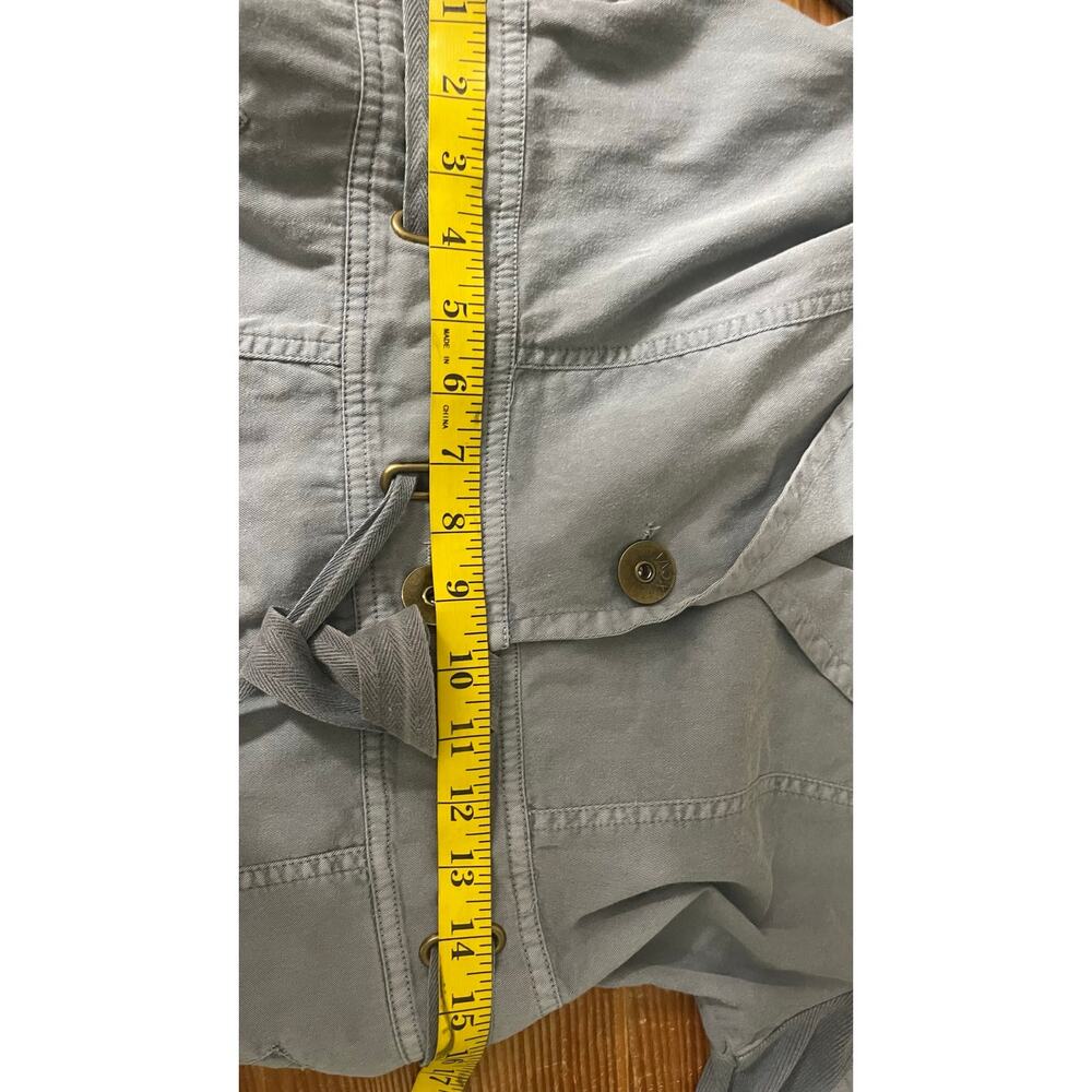 XCVI Gray Cotton Stretch Jacket Medium Tie Waist Lagenlook Utility - Picture 9 of 10